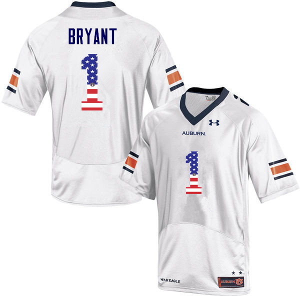 Auburn Tigers Men's Big Cat Bryant #1 White Under Armour Stitched College USA Flag Fashion NCAA Authentic Football Jersey FYQ2874PQ